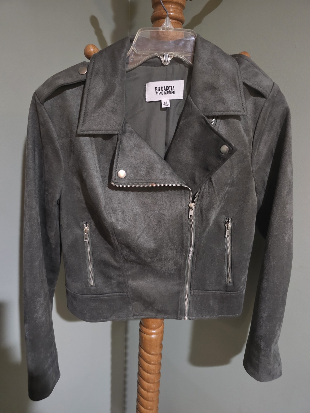 BB Dakota by Steve Madden Olive Green Suede Moto Jacket. Size M